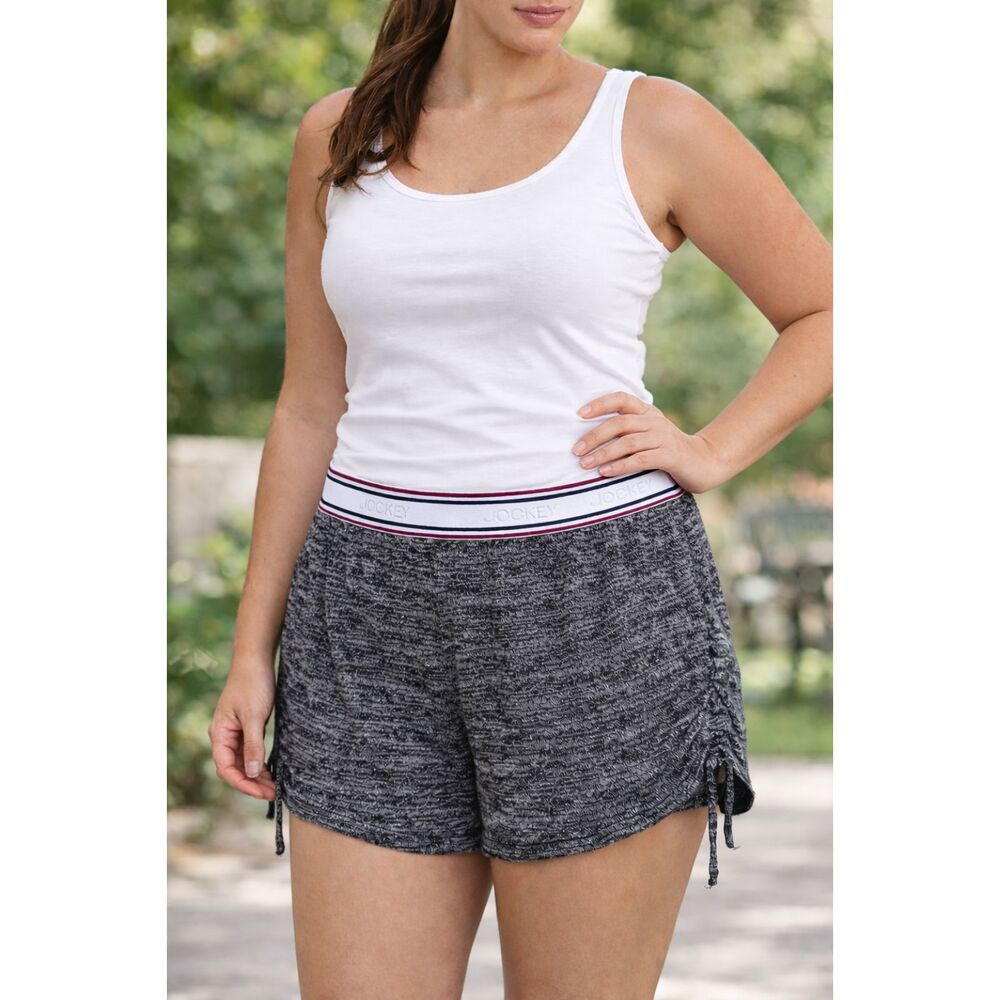 Jockey Generation XL Gray Black Lounge Shorts Ruched Sides Pull On Soft #9